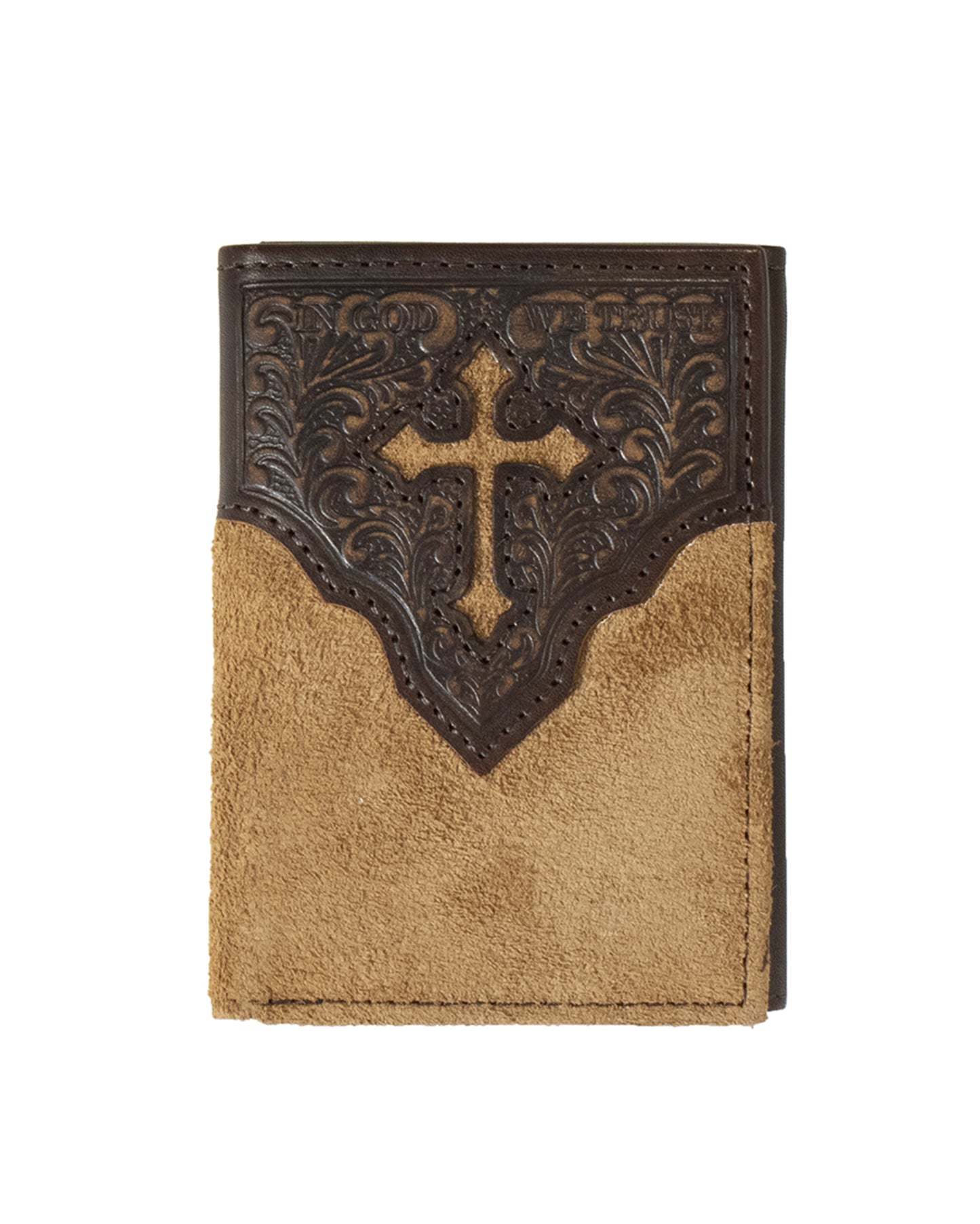 Cross Engraved Trifold Wallet
