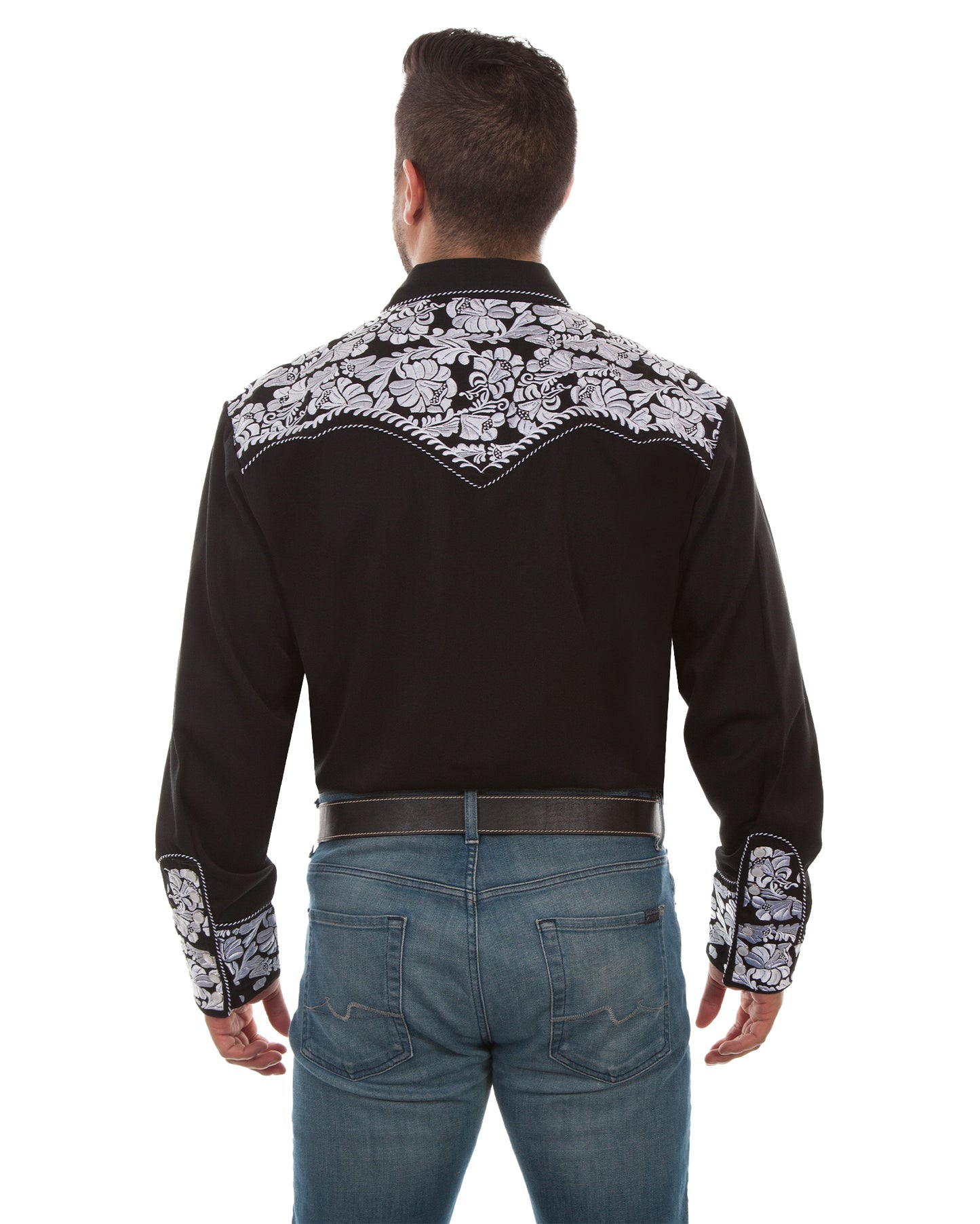 Men's Floral Embroidered Western Shirt