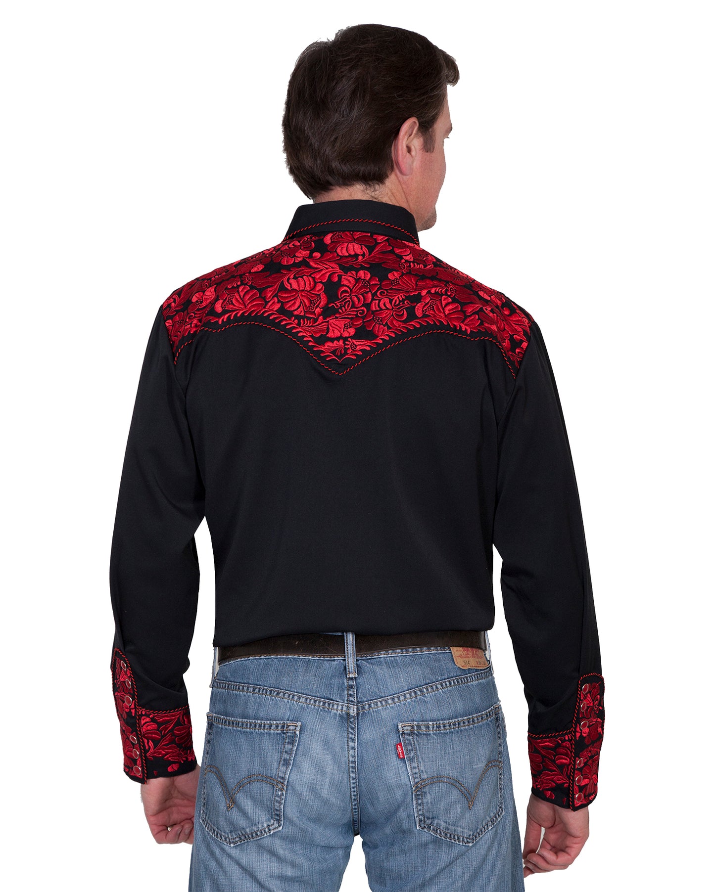 Men's Floral Embroidered Western Shirt