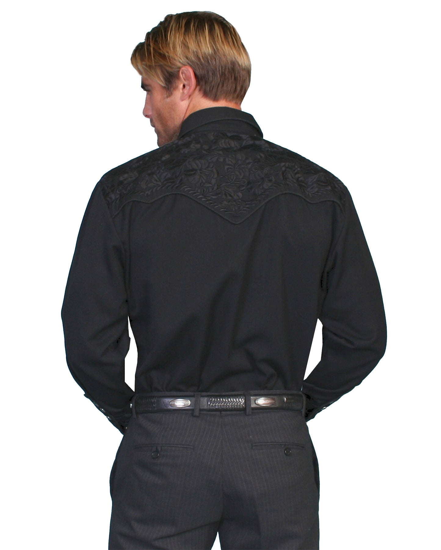 Men's Floral Embroidered Western Shirt