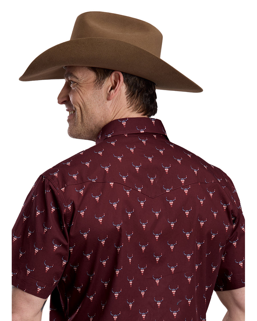 Men's Skull Print Western Snap Shirt - 03-002-0064-1303 Wi