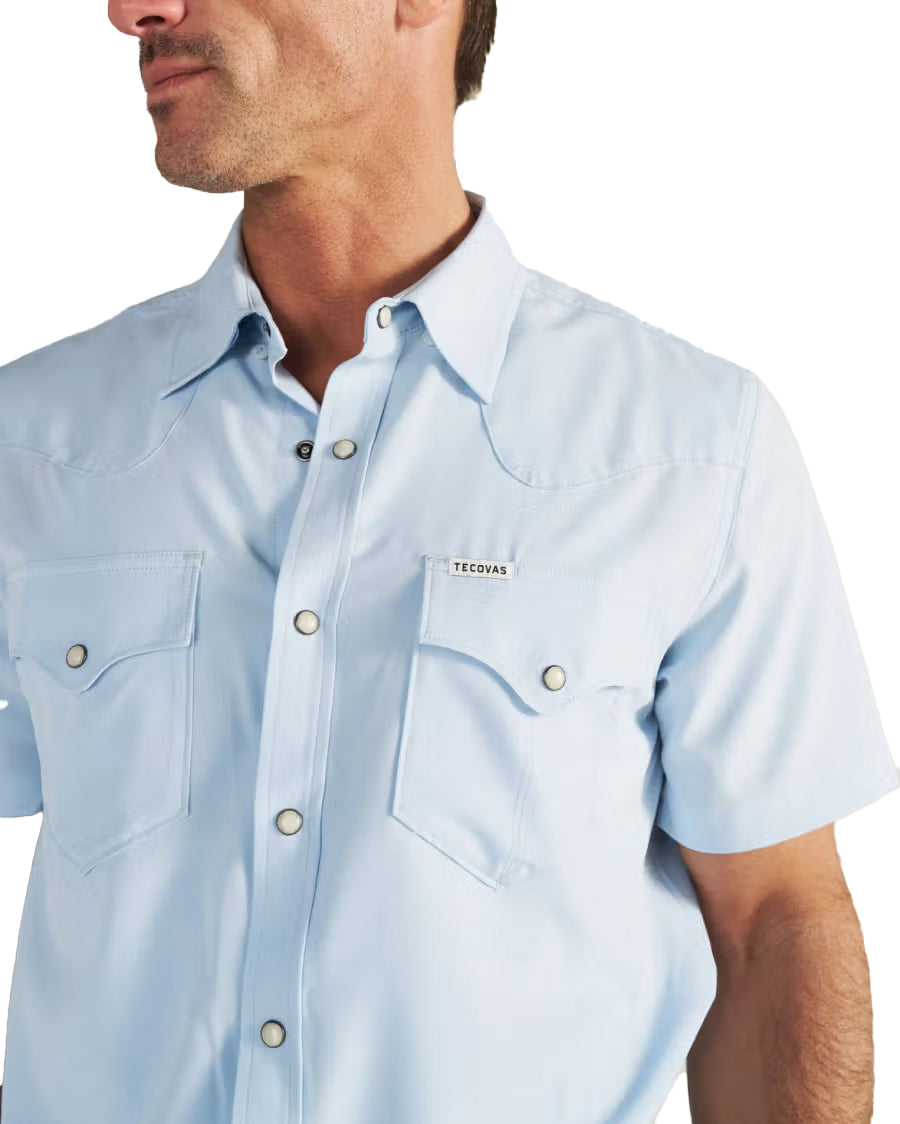 Men's Performance Western Pearl Snap Short Sleeve Shirt - 40364-Sky