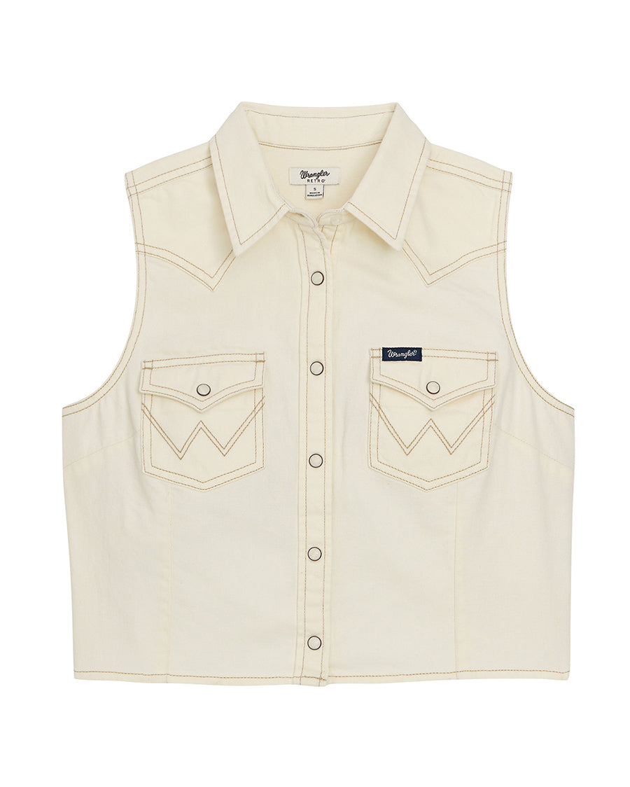 Women's Retro® Punchy Sleeveless Denim Snap Shirt - 112379493