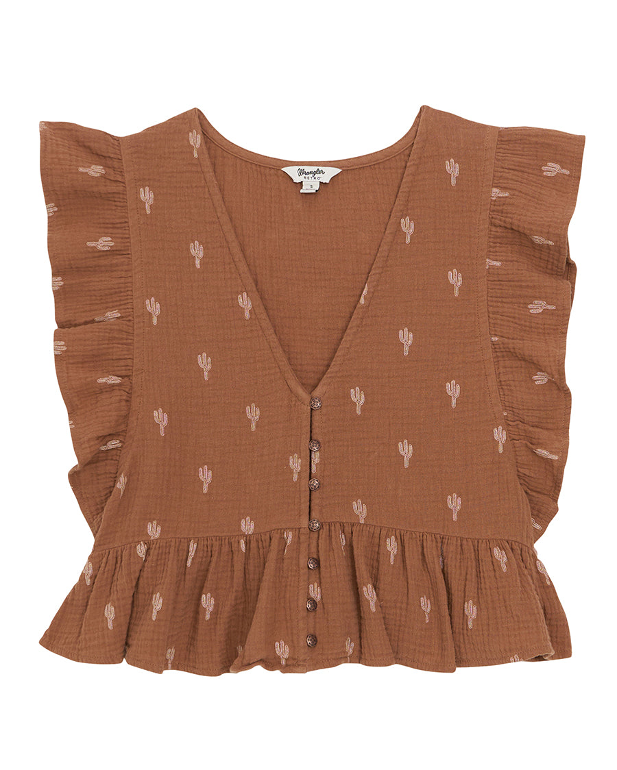 Women's Retro® Vintage Flutter Sleeve Blouse - 112380602