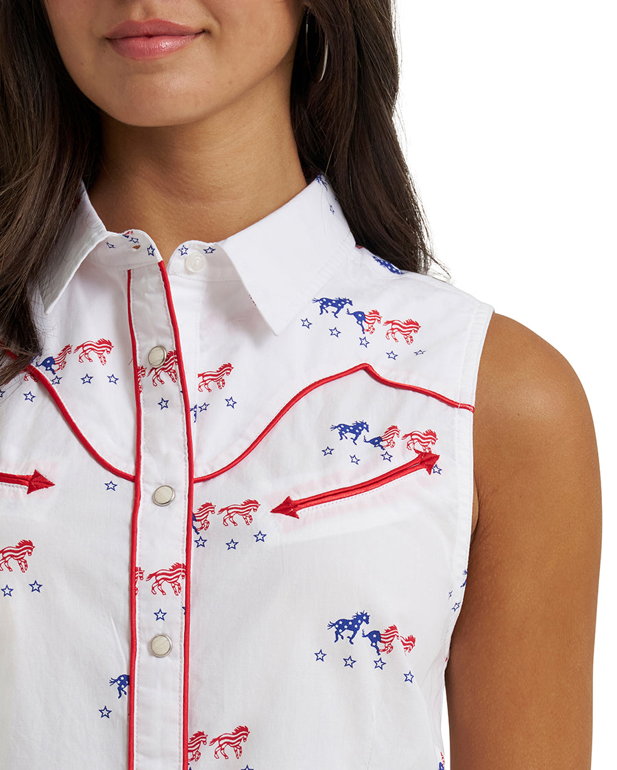 Women's Retro® Americana Sleeveless Snap Shirt - 112379496