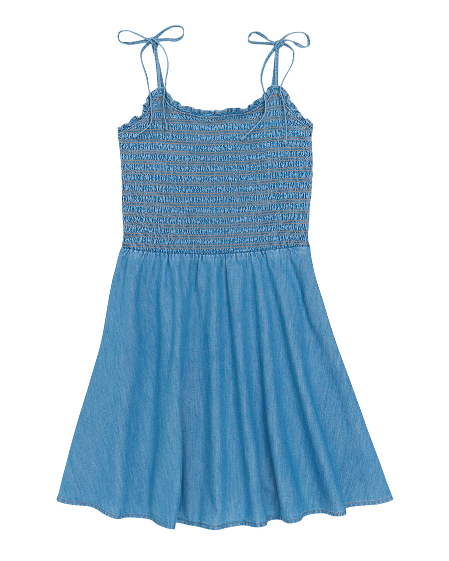 Women's Retro® Americana Tie Denim Smocked Dress - 112379497