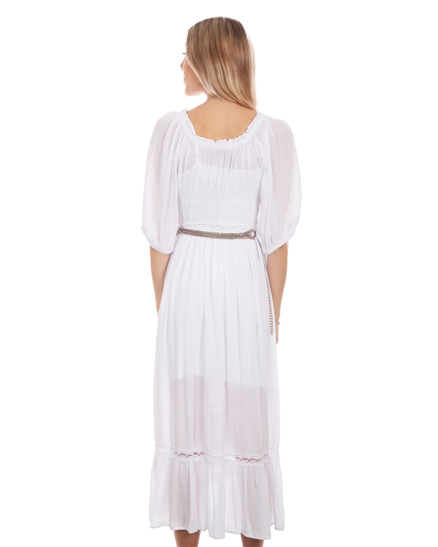 Women's 3/4 Sleeve Lace Trim Maxi Dress