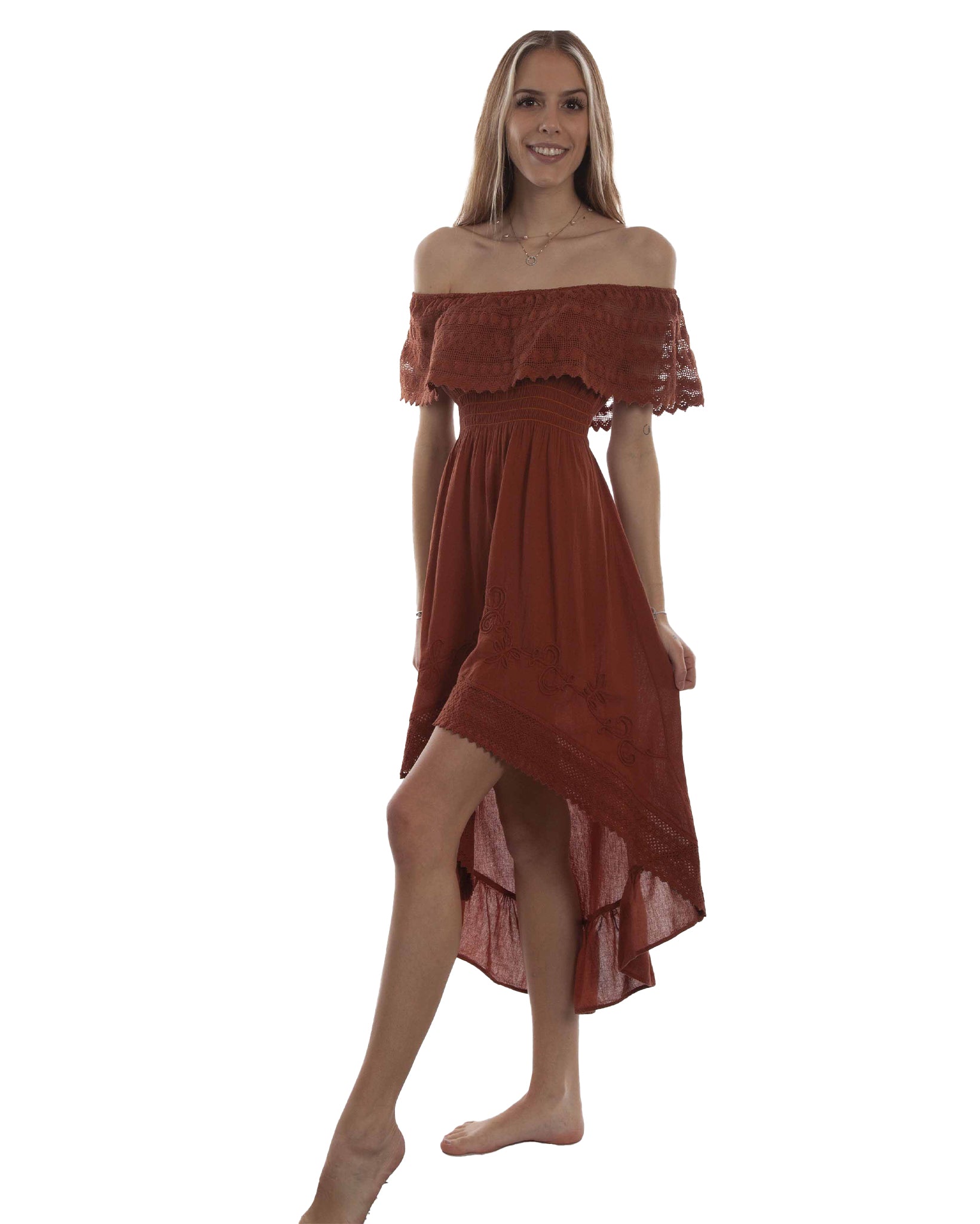 western off shoulder dress Wrangler Retro Women's Off White Swiss Dot Americana Dress 112344666
