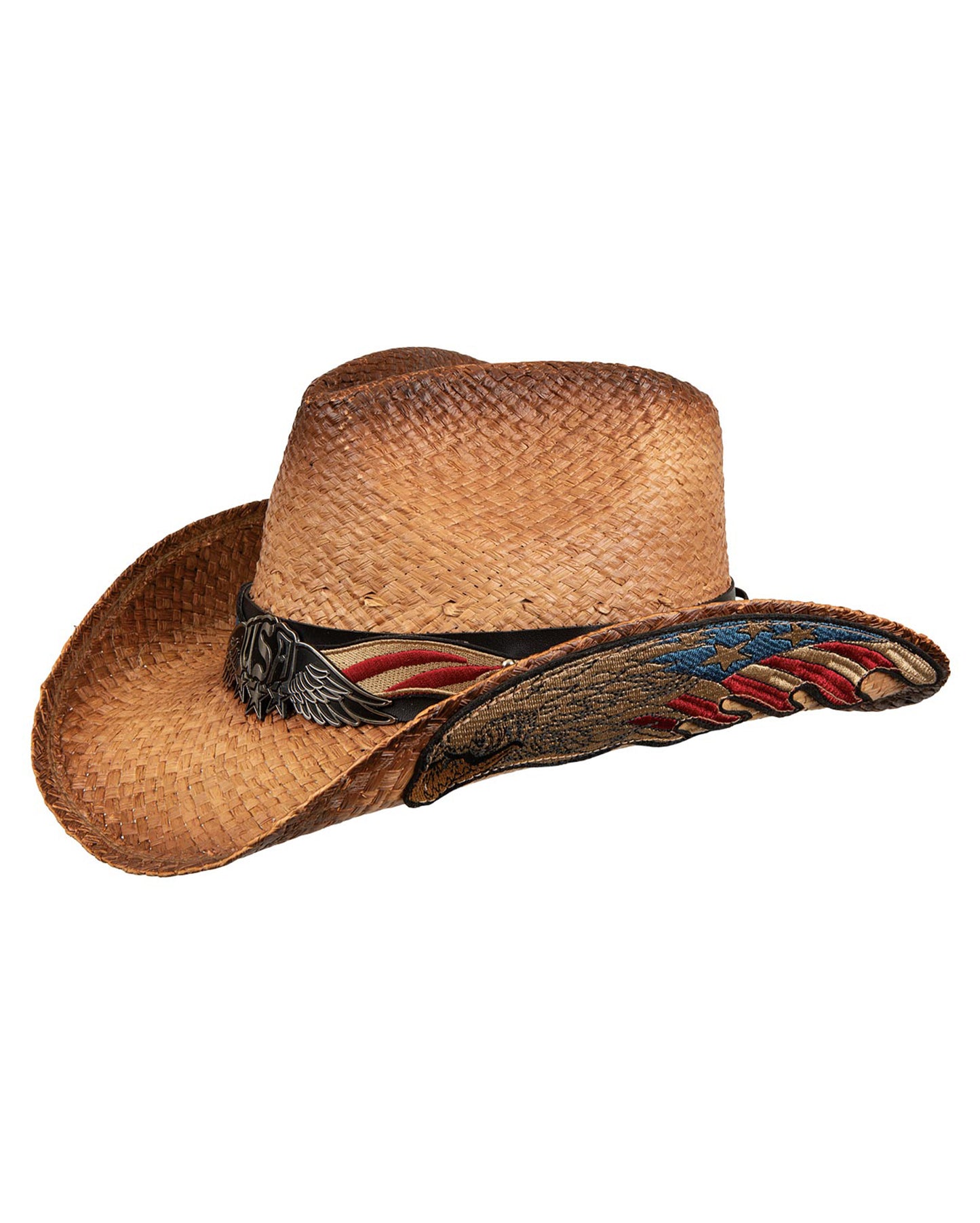 Women's Raffia Distressed Embroidered Western Hat by LTC Hats from Skip’s Western Outfitters | LTC-RM10L-F-S-USA-NATURAL