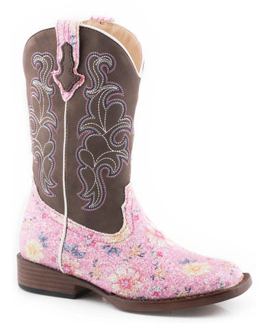 Little Girls' Glitter Flower Western Boots