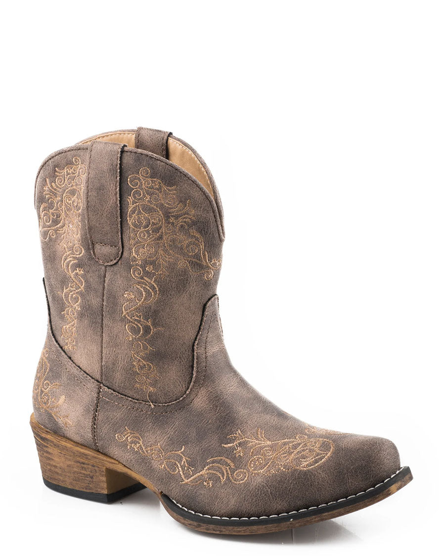 Women's Riley Scroll Western Booties by Roper from Skip’s Western Outfitters | KAR-09-021-1567-2863-br-050-B
