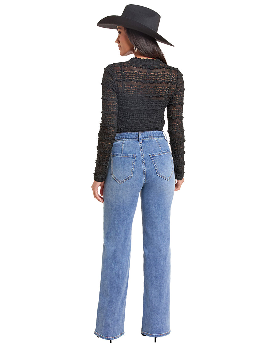 Women's Lace Knit Long Sleeve Top - Bw22T09956-01