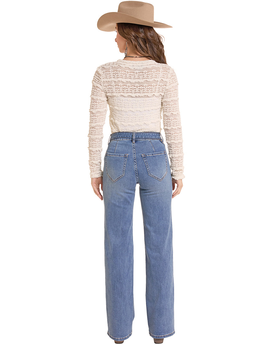 Women's Lace Knit Long Sleeve Top - Bw22T09956-11