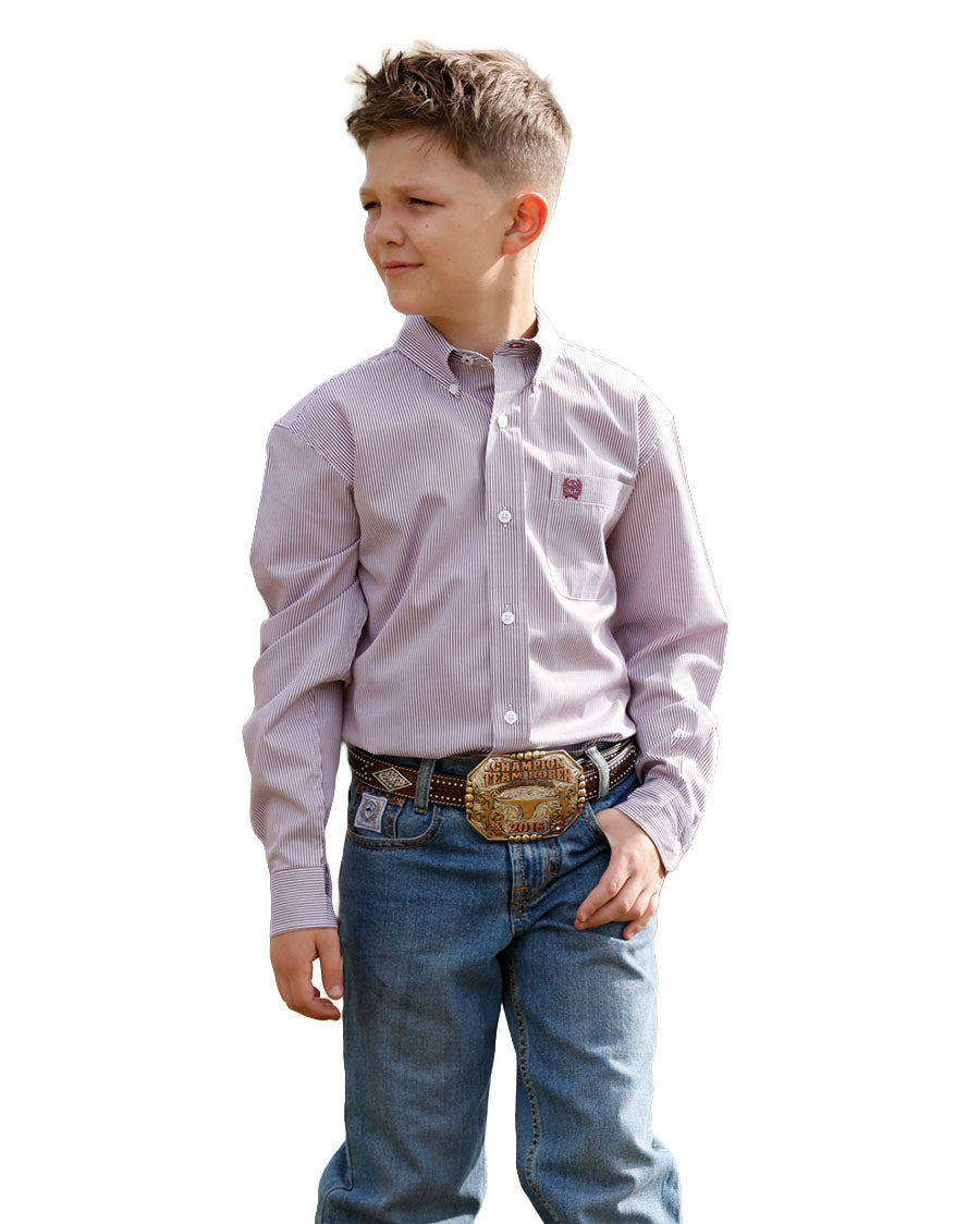 Boys' Long Sleeve Stripe Western Shirt - Mtw7060434