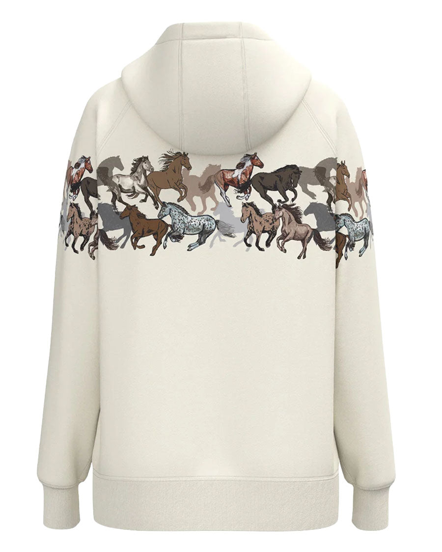 Women's Legendary Horse Print Long Sleeve Hoodie - Hh2606Crpr