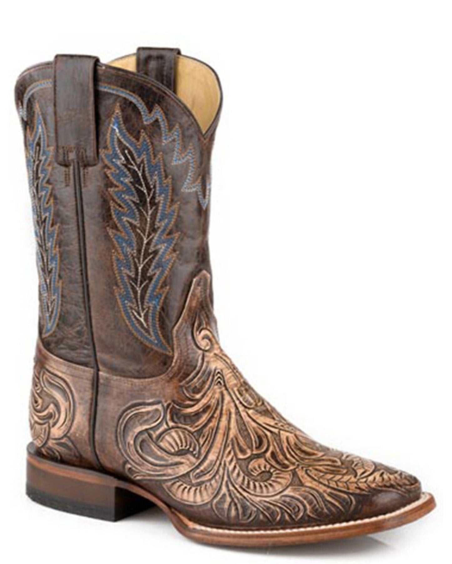 Men's Remington Hand Tooled Western Boots by Stetson from Skip’s Western Outfitters | KAR-12-020-8861-4093 BR-080-D