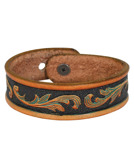 Tooled Leather Bracelet by Justin from Skip’s Western Outfitters | TRD-22129BJ2-O/S