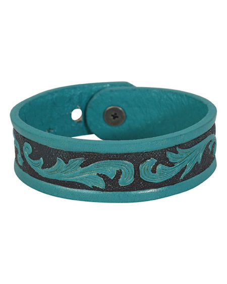 Tooled Leather Bracelet by Justin from Skip’s Western Outfitters | TRD-22129BJ3-O/S