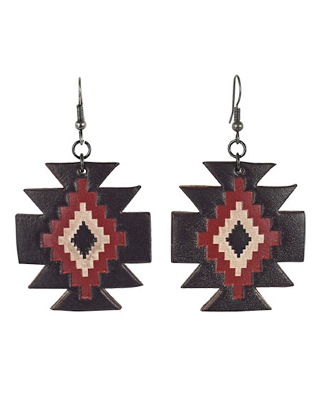 Women's Leather Aztec Earrings by Justin from Skip’s Western Outfitters | TRD-22188EJ2-O/S