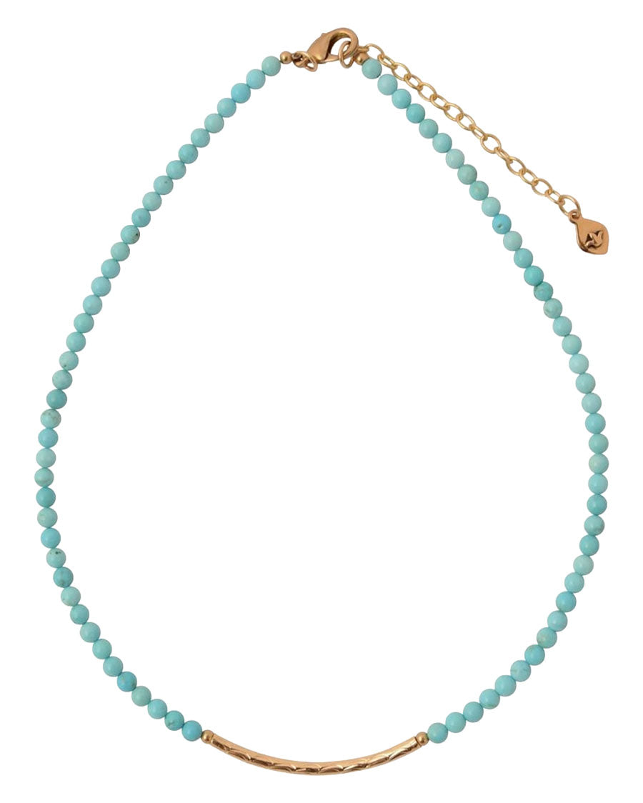 Women's Little Bit Round Blue Turquoise Necklace - Neck962Tmgb