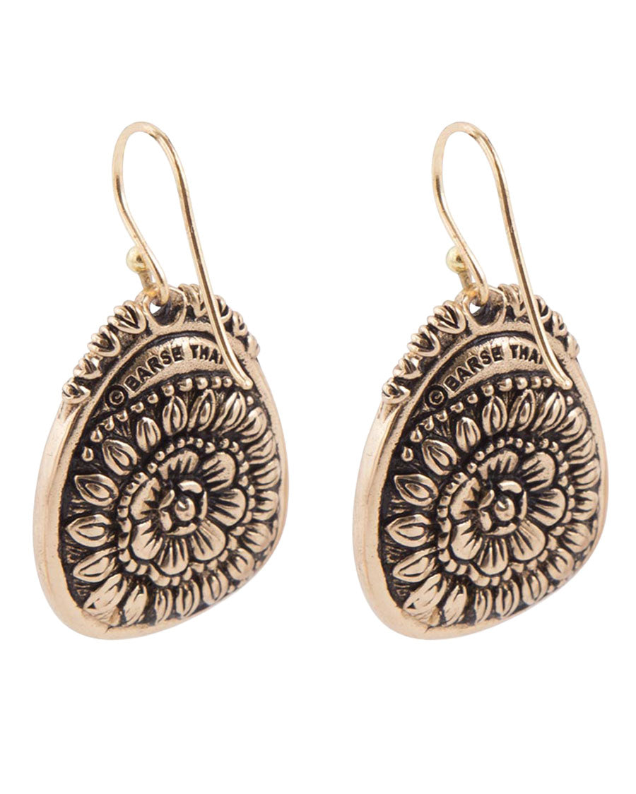 Women's Agave Genuine Blue Turquoise And Golden Drop Earrings - Agvee04T01B