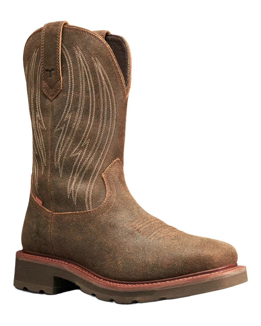 Men's LongHaul Waterproof Square Soft Toe Work Boots - Earthstone Cowhide - 11144-Rst