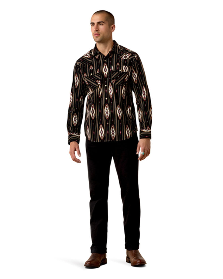 Men's Retro Holbert Corduroy Fitted Snap Long Sleeve Western Shirt - 10080504
