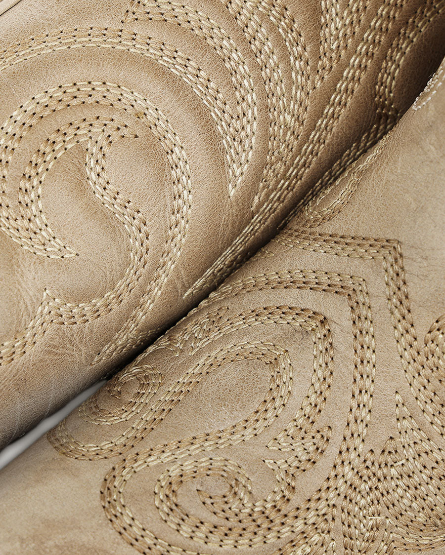 Women's Bone Curved Embroidery Pattern Tall Top Western Boots - Z5574