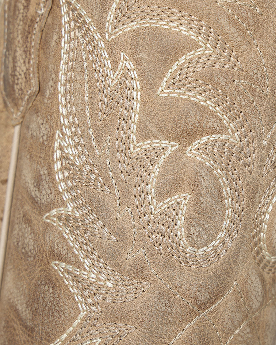 Women's Straw Leaft Embroidery Western Boots - L6417