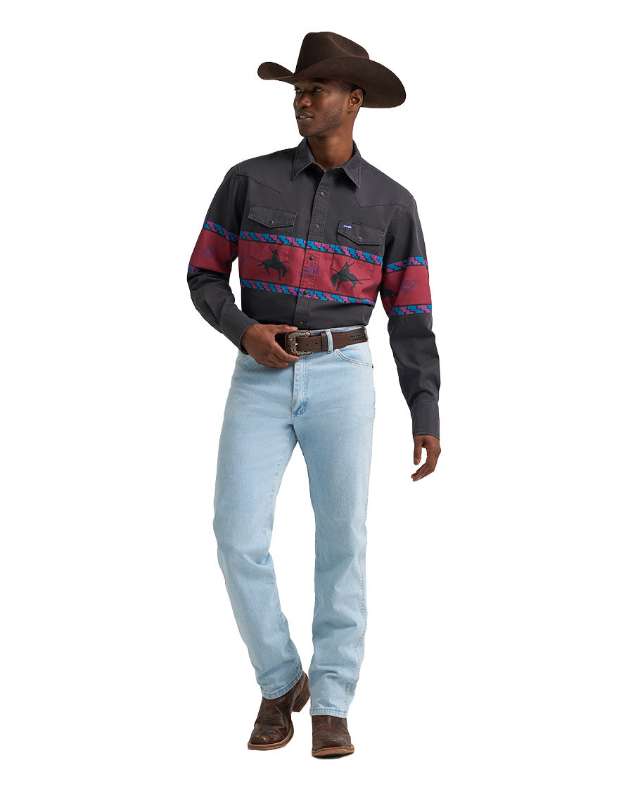 Men's Vintage Inspired Long Sleeve Classic Fit Western Shirt - 112385790