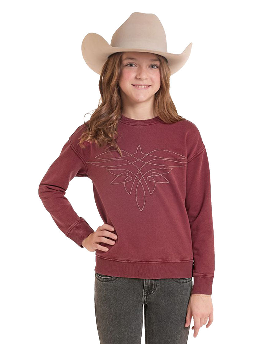 Girls' Boot Stitch Long Sleeve Pullover Sweatshirt - Bg91T10013-62