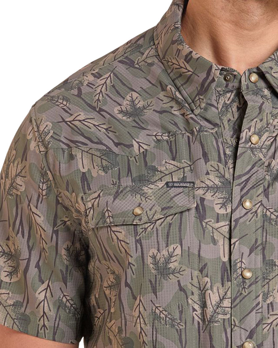 Men's Printed Camo Ripstop Tek Short Sleeve Performance Western Shirt - Bmn3S10079-31