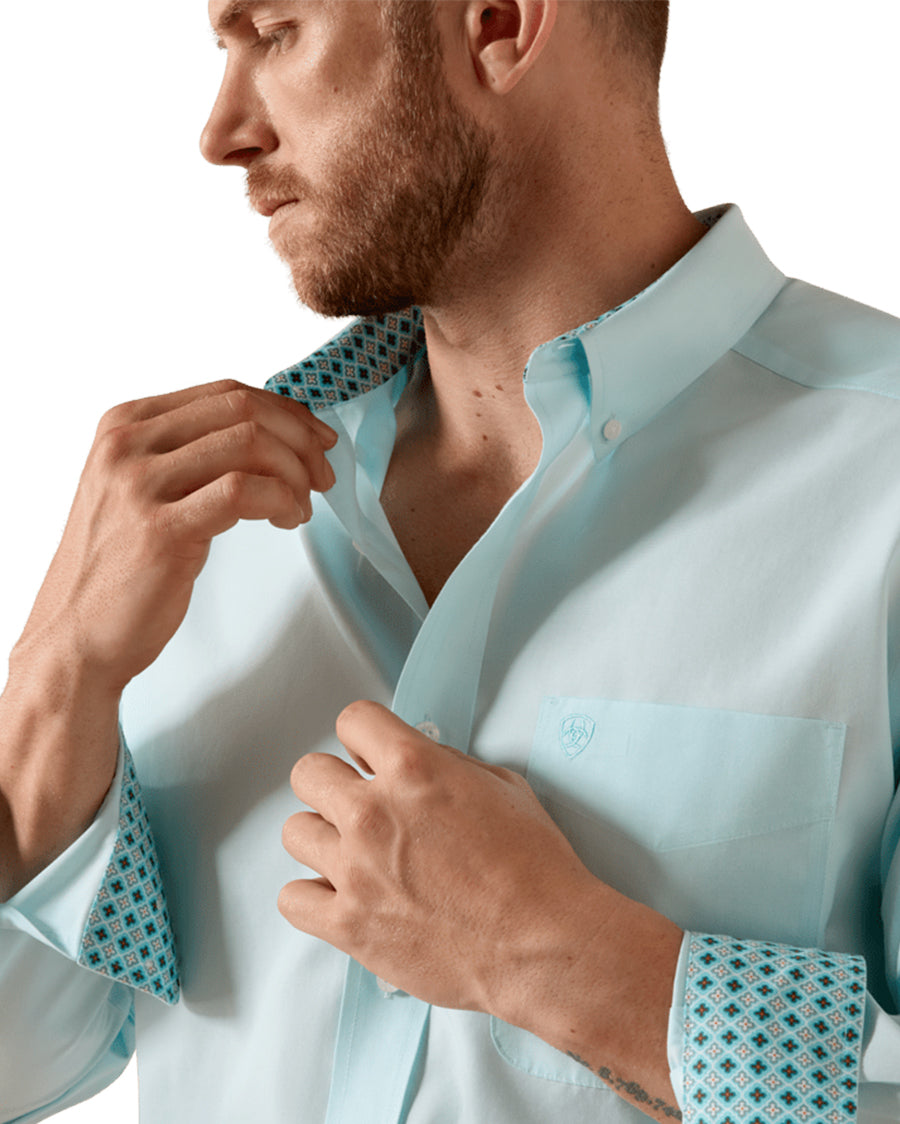 Men's Wrinkle Free Solid Pinpoint Oxford Classic Fit Shirt - 10071537