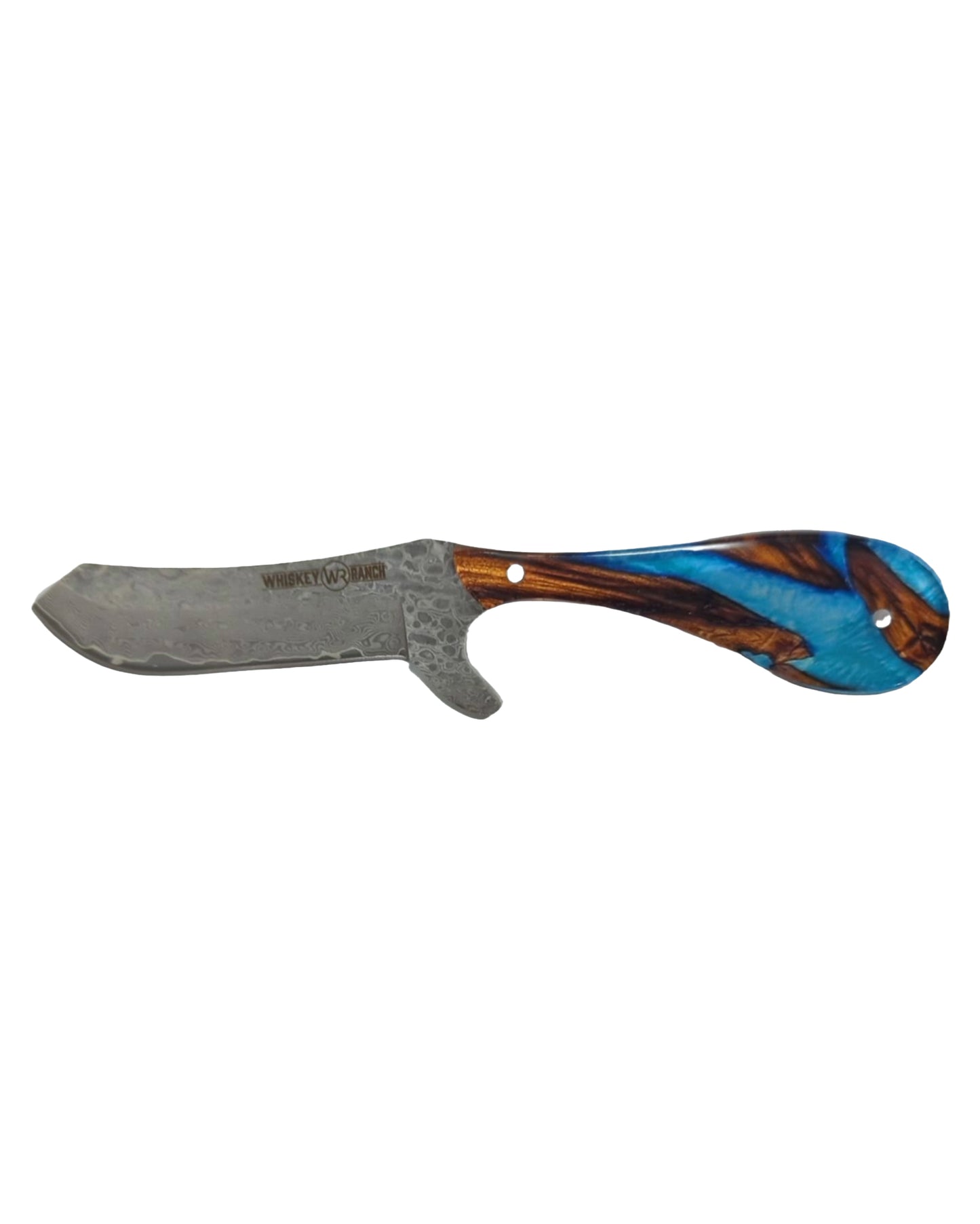 Spring Branch Acrylic Damascus Bullcutter Knife - Wb42-60