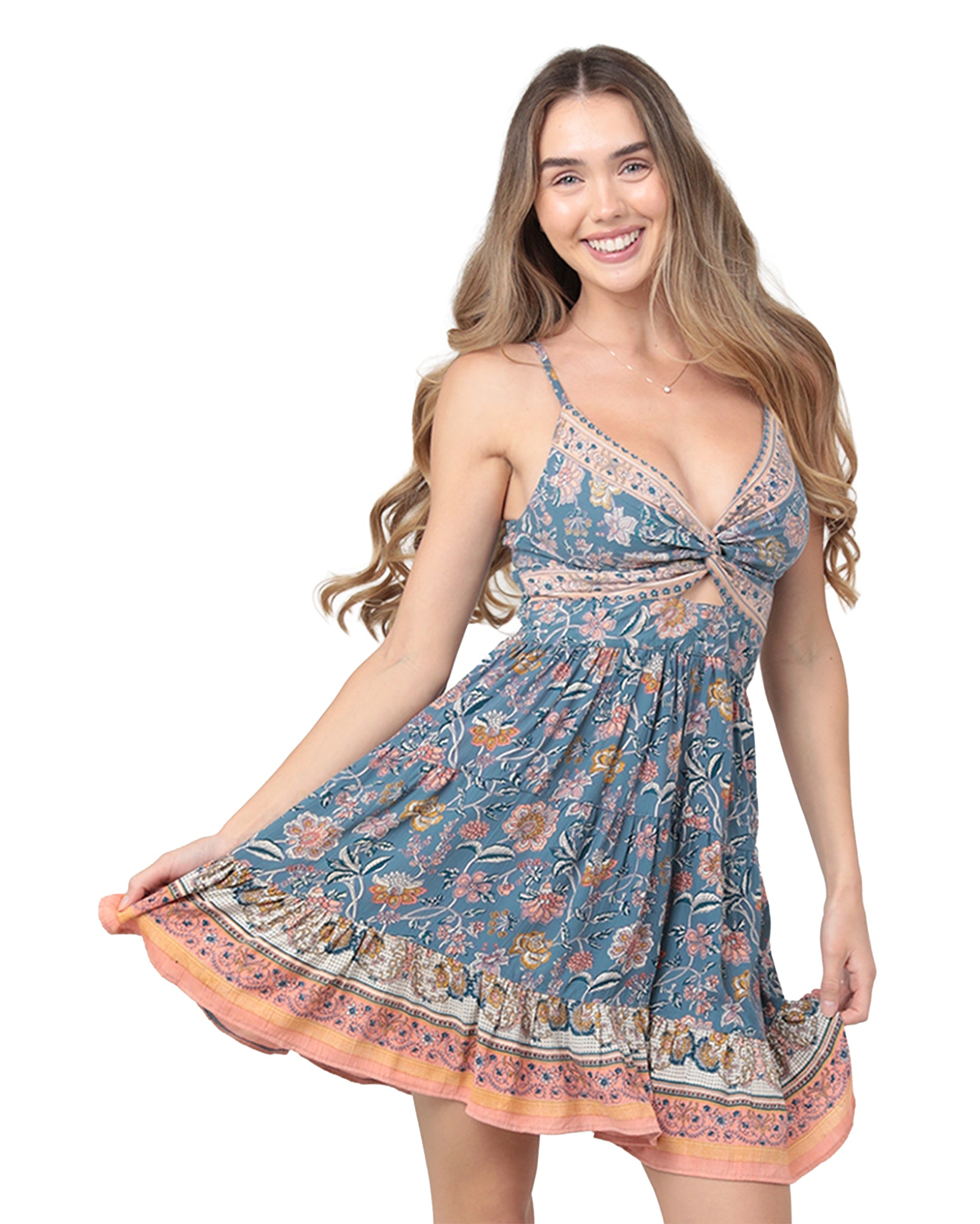 blue keyhole dress Women's Twist Front with Tiers - C4143-FQ75-BLUE plus size and custom YGroup_3928 Size:12 - 18 M Pink Sparkly Birthday Dress