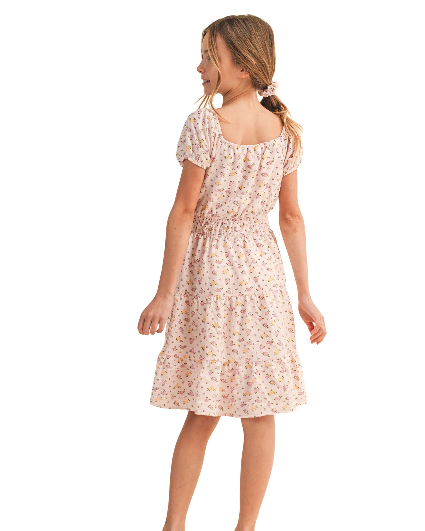Tween Girls' Peasant Puff Sleeve Smocked Waist Dress - Kd2681Py