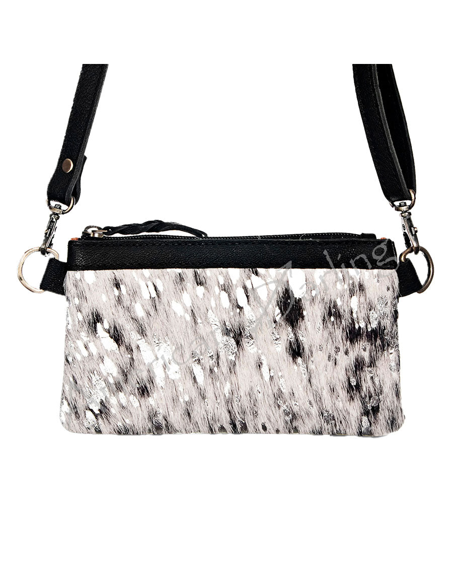 Women's Hair-On Cowprint Crossbody Purse by American Darling from Skip’s Western Outfitters | AMD-ADBGS142ACSL-One-Size-Black