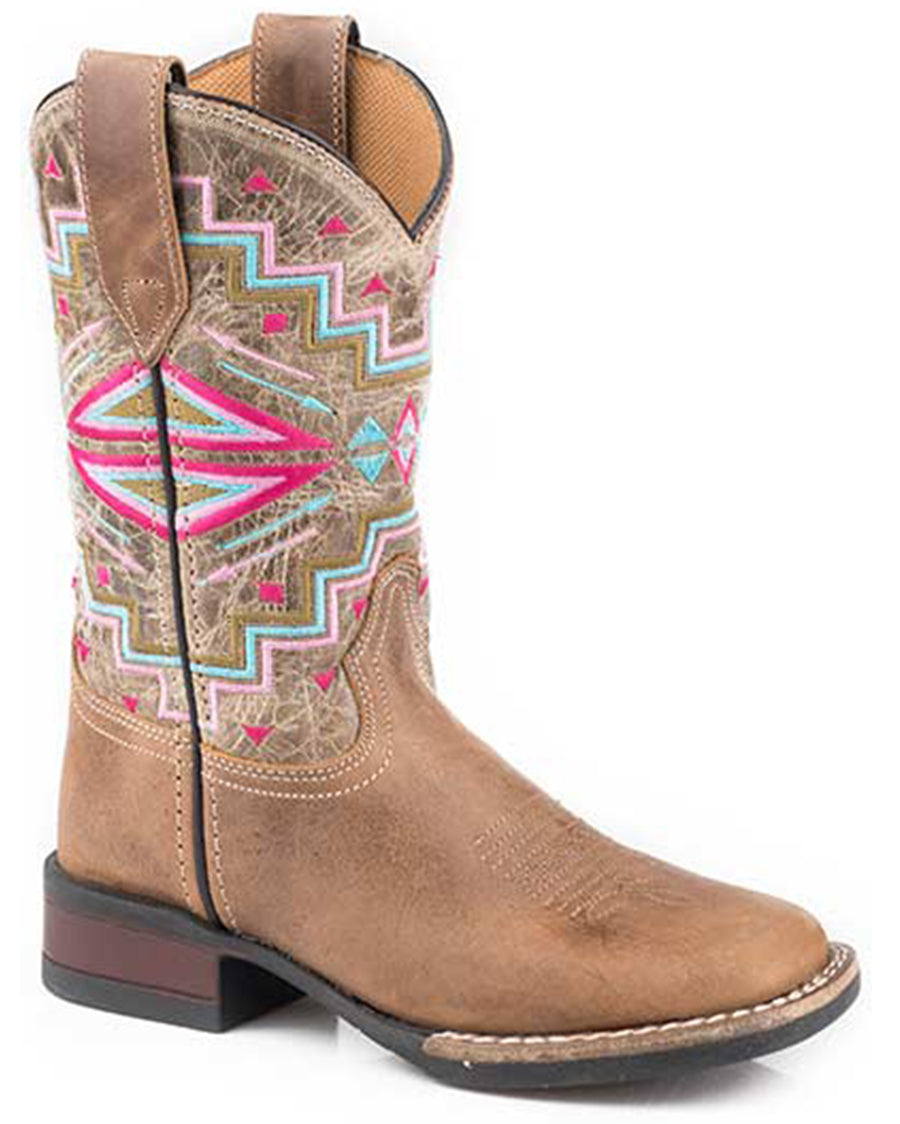 Little Kids' Monterey Aztec Western Boots by Roper from Skip’s Western Outfitters | KAR-09-018-0912-2569-BR-010-Brown