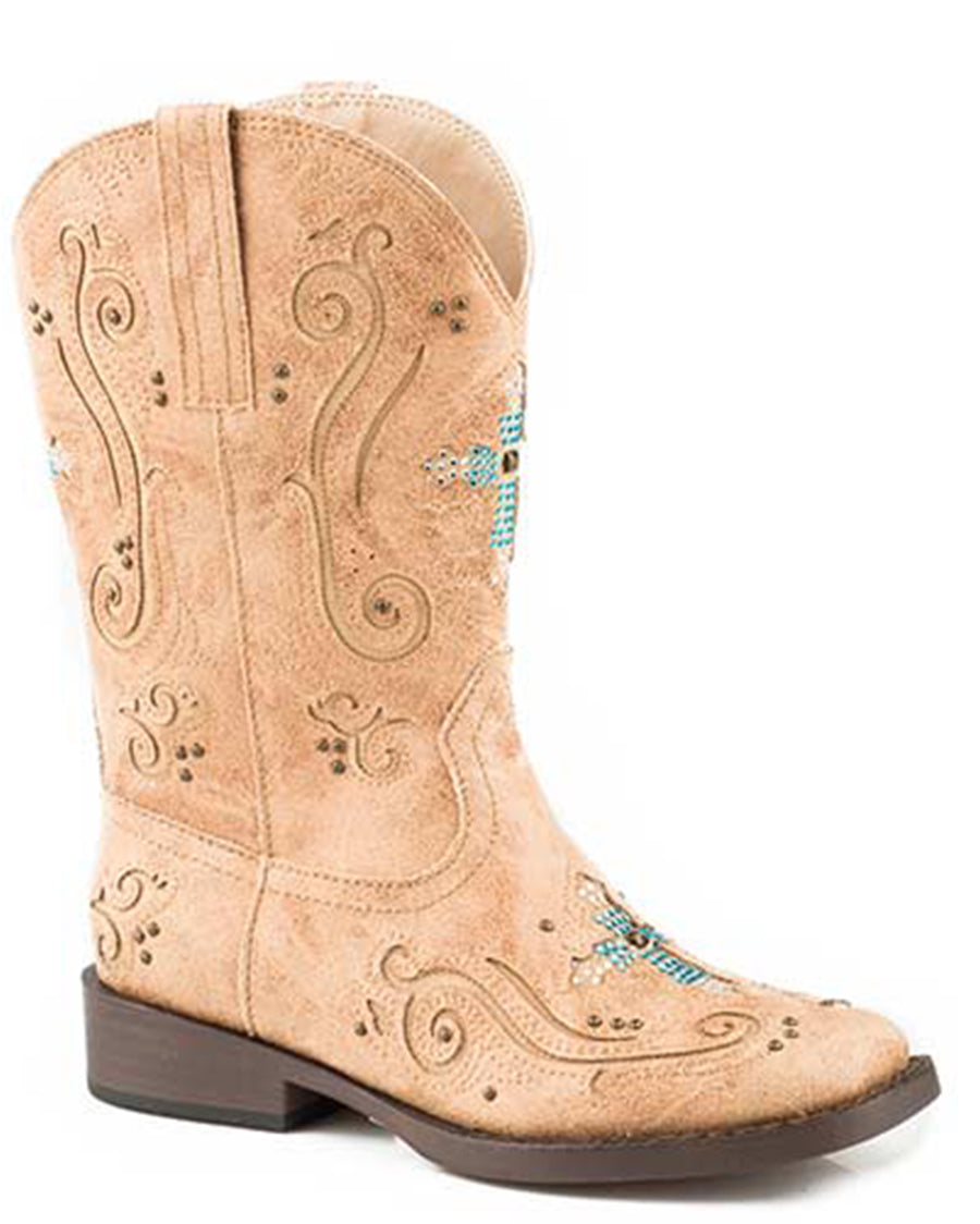 Little Girls' Faith Western Boots by Roper from Skip’s Western Outfitters | KAR-09-018-1901-0990-TA-090-Tan