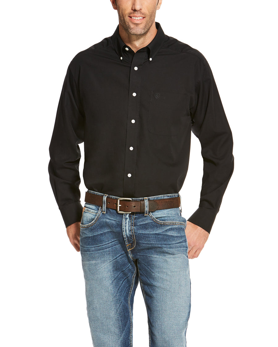 Men's WF Solid Long Sleeve Western Shirt by Ariat from Skip’s Western Outfitters | ARI-10020328-S-Black