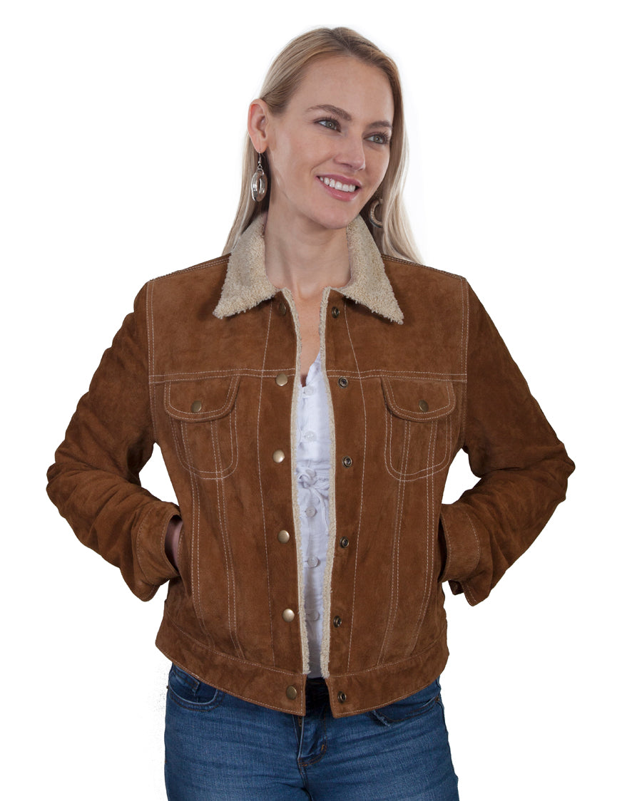 Women's Faux Shearling Suede Jacket by Scully from Skip’s Western Outfitters | SCU-L1019-19-XS-OLDRUST