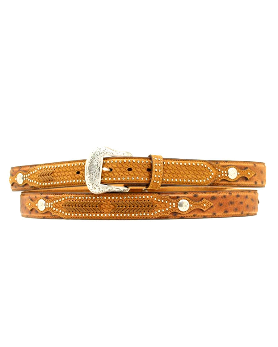 Men's Ostrich And Basketweave Belt by Nocona from Skip’s Western Outfitters | 10923501827
