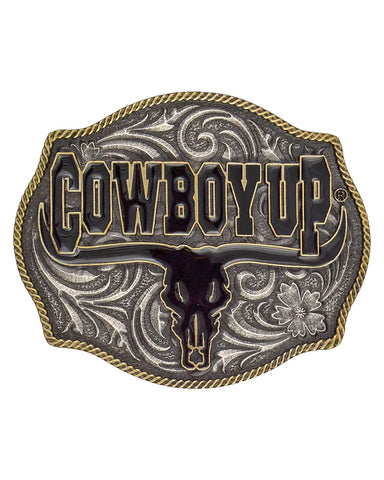 Cowboy Up Says The Bull Attitude Buckle