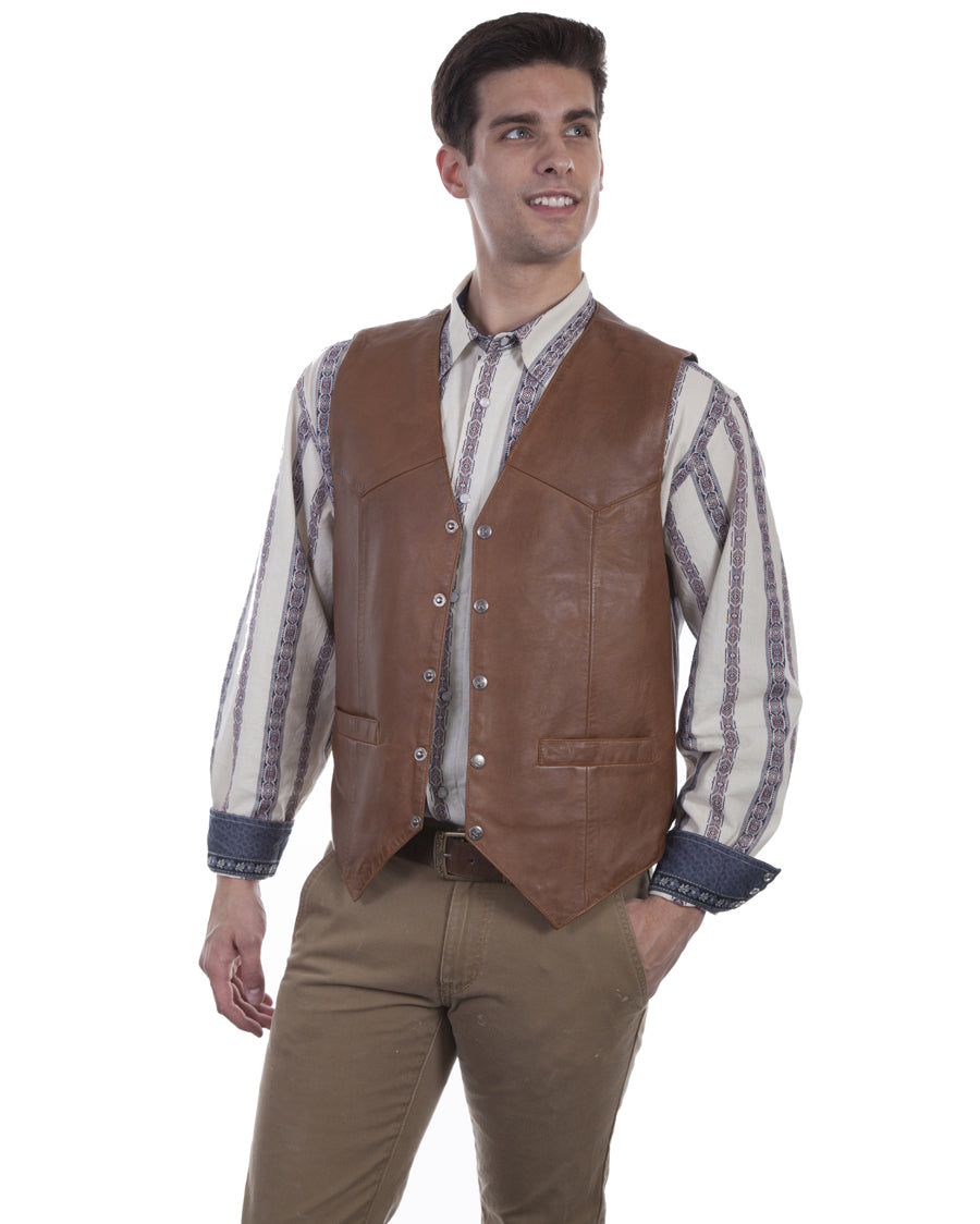 Men's Lambskin Vest by Scully from Skip’s Western Outfitters | SCU-507-15-S-SADDLE