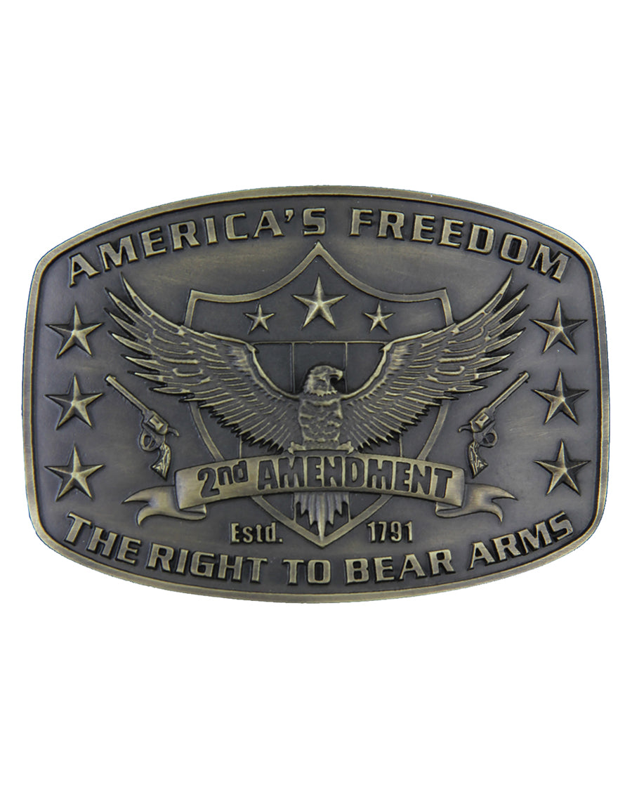 2nd Amendment Heritage Buckle by Montana Silversmiths from Skip’s Western Outfitters | MON-A272-Silver