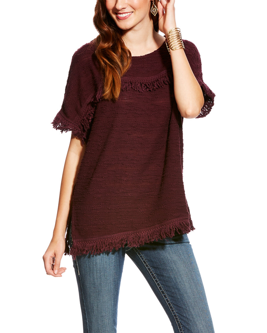 Women's Nattie Winetasting Top by Ariat from Skip’s Western Outfitters | ARI-10021042-S-Burgundy