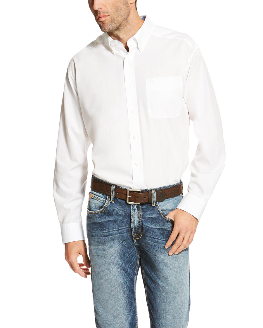 Men's WF Solid Long Sleeve Western Shirt by Ariat from Skip’s Western Outfitters | ARI-10020331-S-White