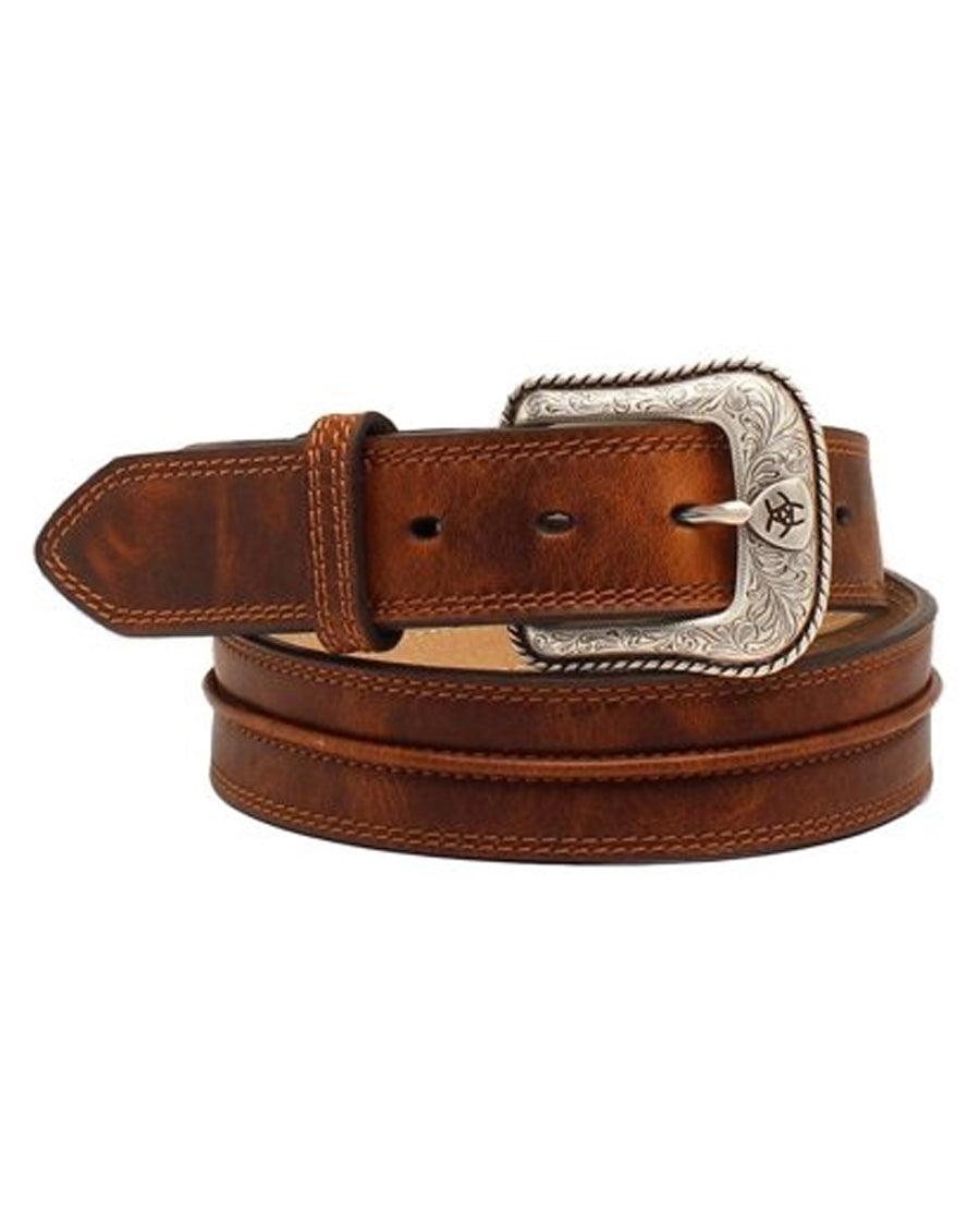 Men's Brown Rowdy Western Belt by Ariat Accessories from Skip’s Western Outfitters | MFW-A1019444-32-AGEDBARK