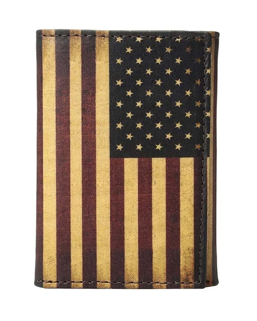 Tri-Fold Vintage American Flag Rodeo Wallet by Nocona from Skip’s Western Outfitters | 10923564577