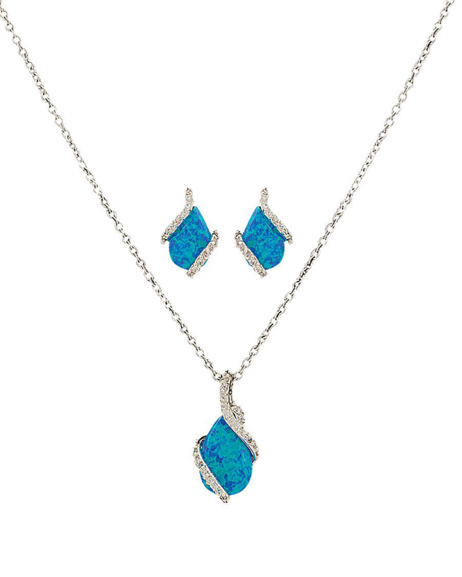River Lights Twin Paths Jewelry Set by Montana Silversmiths from Skip’s Western Outfitters | MON-JS2725-Silver-/-Blue